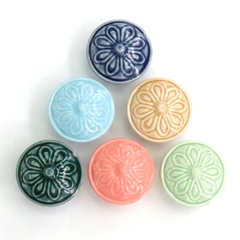 1x Ceramic Blossom Flower Design Dresser Drawer Pull Decorative Cupboard Door Knob Kitchen Cabinet Closet Porcelain Handle