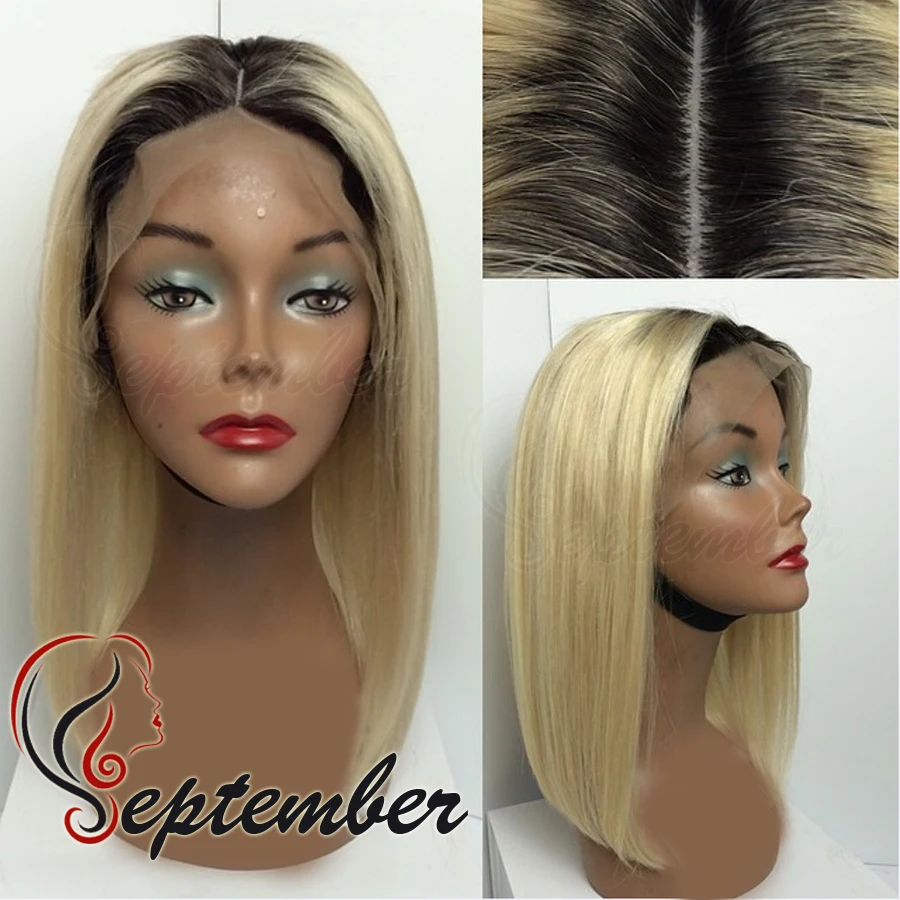 

synthetic lace wig with baby hair 1b-613 ombre short bob wigs glueless synthetic lace front wig for black women