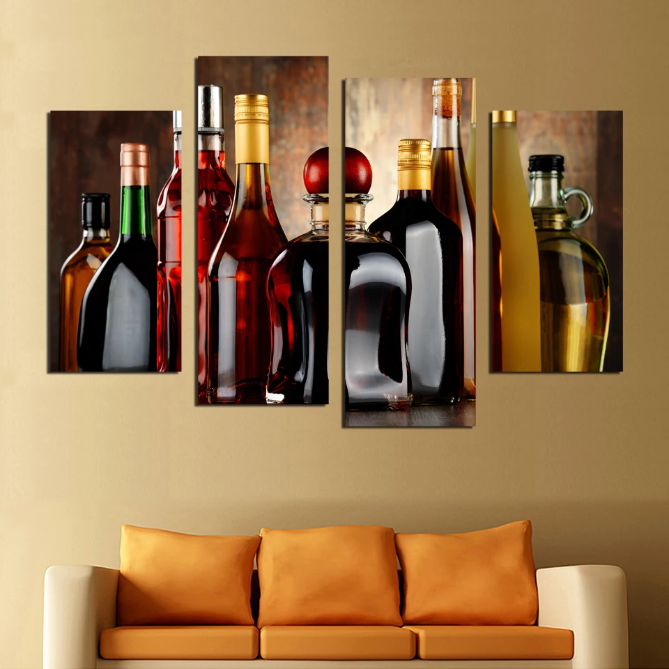 HD Impreso botella de vino moderno pintura de pared cuadros modulares para la cocina bar comedor