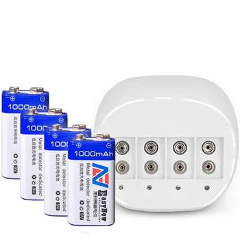 

4pcs/lot 1000mAh Li-ion 9 V Rechargeable Batteries+4 slots 9v Battery charger