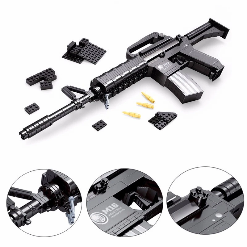 

AUSINI 22607 Military M16 Automatic Rifle Gun Building Blocks Brick Compatible LegoIN Technic Playmobil Toys For Children