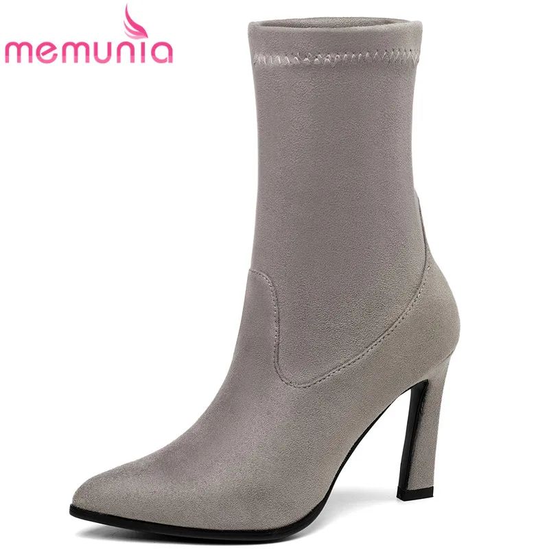 

2019 Women Boots Plus size 34-43 Strange High Heels Stretch Ankle Boots Female Pointed Toe Autumn Winter Boots Ladies Shoes