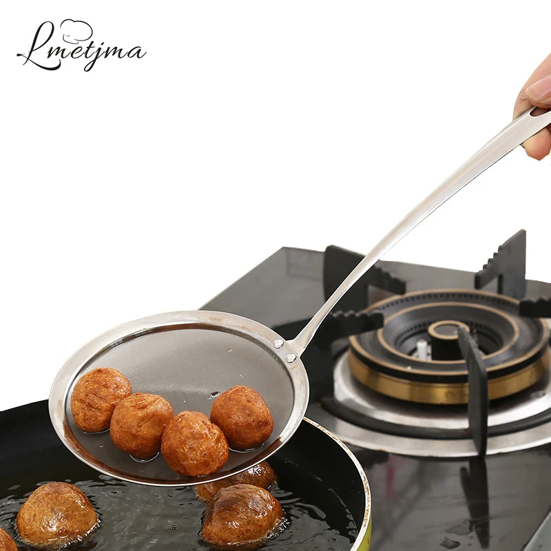 

LMETJMA 3pc/set Stainless Steel Cooking Oil Strainer Mesh Strainer Oil Strainer Colander Spoon Kitchen Accessories KCBII011904X3