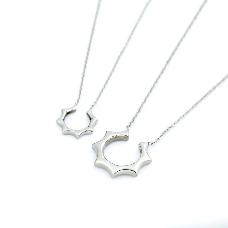 

18KGP White Sun Pendant Necklace Fashion Titanium Steel Lovers Jewelry Free Shipping (GN112)