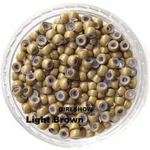 1 пакет медное Силиконовое микрокольцо 3,0 мм нано кольцо Обжимные бусины для наращивание волос с помощью наноколец светло-коричневый, 200 шт/партия