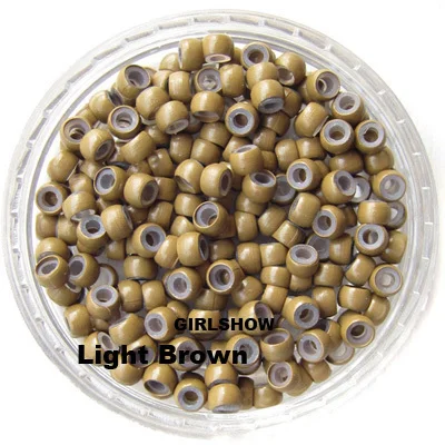 

1bag copper silicone micro ring 3.0mm nano ring crimp beads for nano hair extension Light Brown,200pcs/lot