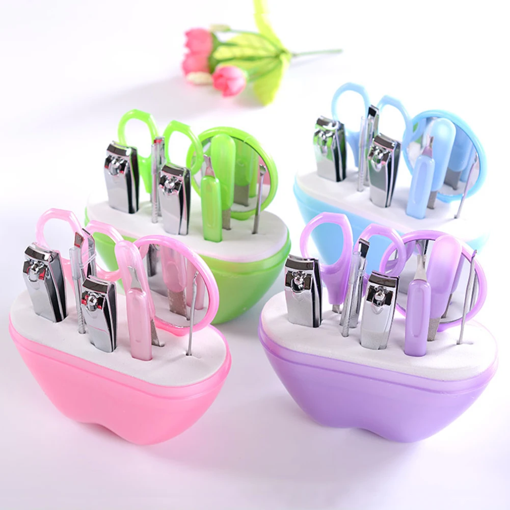 

ELECOOL 9pcs 4 Colors Apples Shape Stainless Steel Manicure Set Nail Scissors Cosmetic Makeup Tools For Travel Nail Care Set