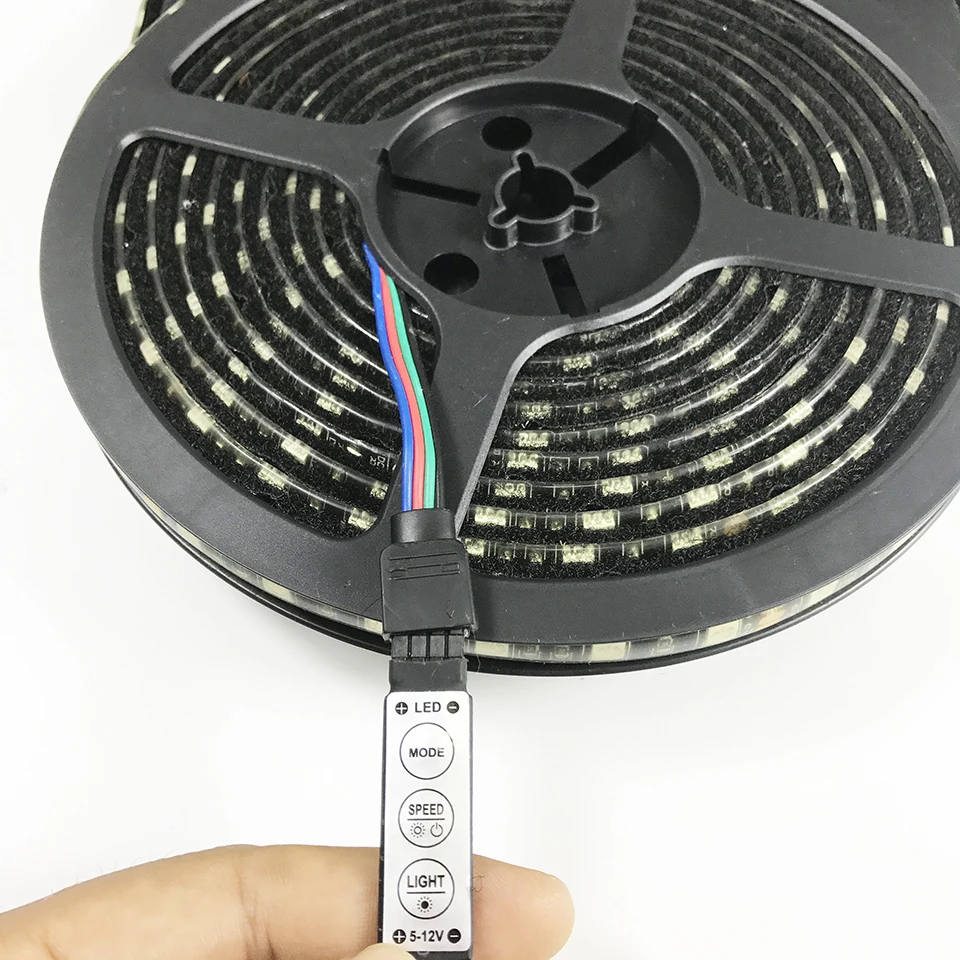 3key remote 5V black pcb usb 5050 rgb led strip with velcro for camping tent