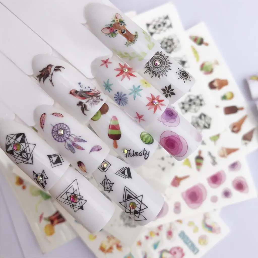 

30 Styles Summer Butterfly & Flower Summer Image Nail Decals Art Colorful Full Wraps for Nail Sticker Water Tips