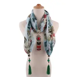 Новое поступление женский шарф кулон ожерелье камень кулон ожерелье с бусинами кисточка шарф ювелирные изделия с бусинами Этнические