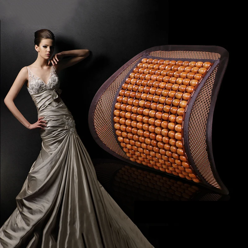 

1pcs Waist Massage Car Seat Cushion Mesh Lumbar Brace Back Support Massager Wooden Bead Seat Car Accessories
