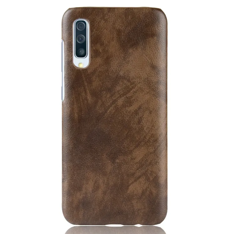 brown Чехол для samsung Galaxy A50 из искусственной кожи с узором Личи, чехол-книжка для samsung A50 A 50 SM-A505F A505F, чехол для телефона - Цвет: brown