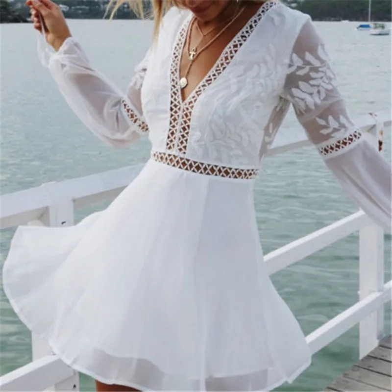 

2019 White Hollow Blackless Knitted Beach Cover up dress Tunic Long Pareos Bikinis Cover ups Swim Cover up Robe Plage Beachwear