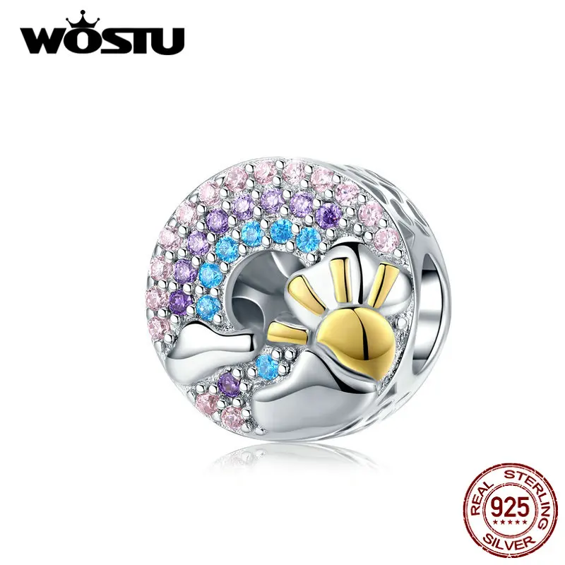WOSTU, радужные модные бусины, 925 пробы, серебро, шарм, подходят к оригиналу, сделай сам, браслет, Подвеска для женщин, 925, ювелирные изделия, подарки, FIC1255