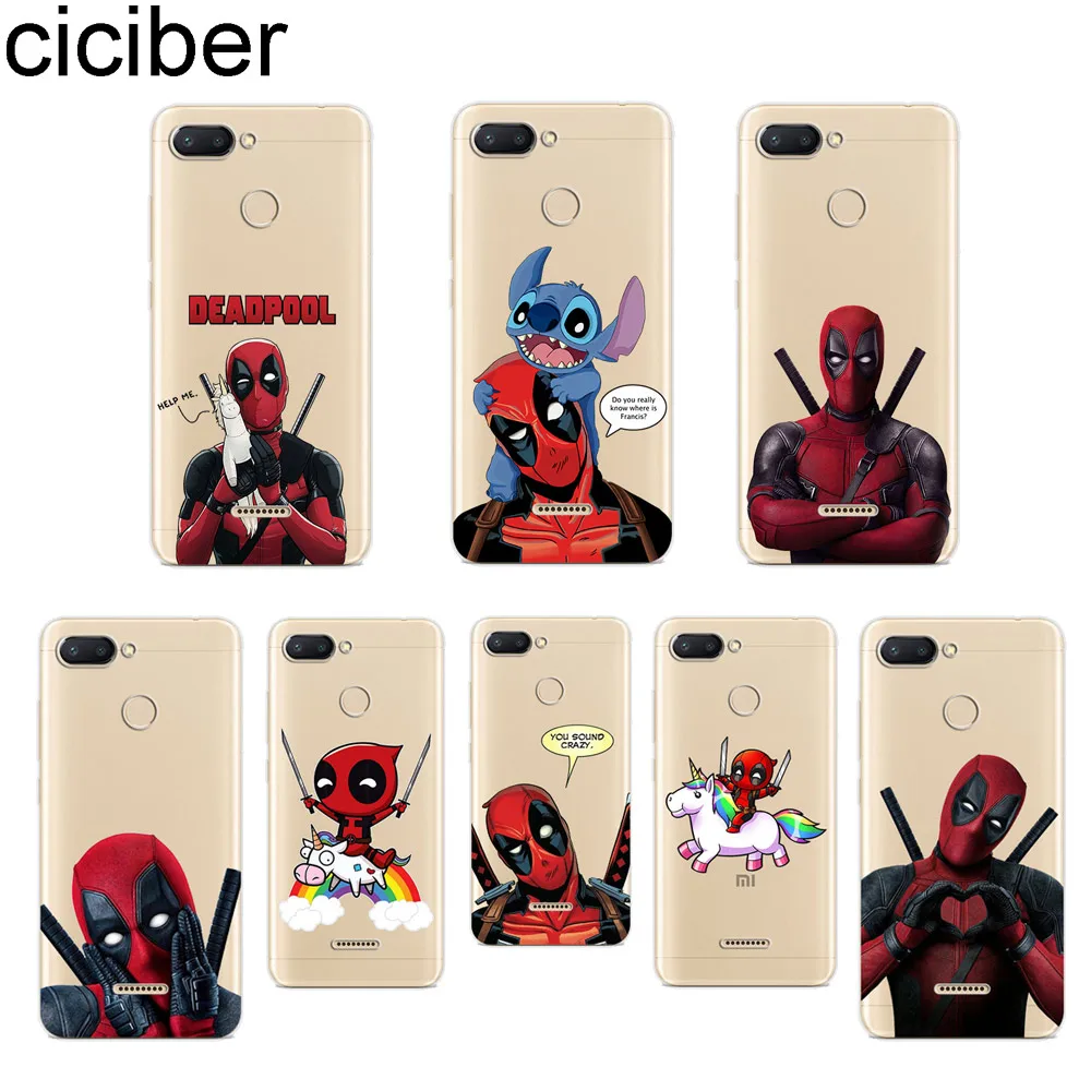 

ciciber Marvel Deadpool for Xiaomi Redmi 6 5 4 3 A X S Pro Plus S2 Soft TPU Phone Cases for Redmi Note 7 6 5 4 3 X A Pro Cover