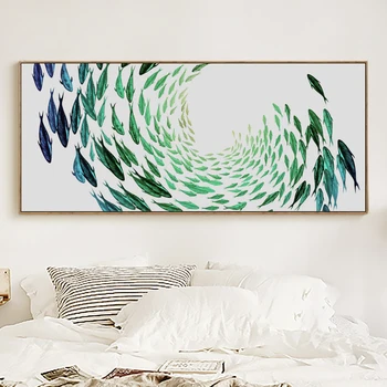 

FGHGF Simple Life Zen Abstract Fish Banner Canvas Painting Art Print Poster Wall Paintings Bedroom Wall Home Decoration