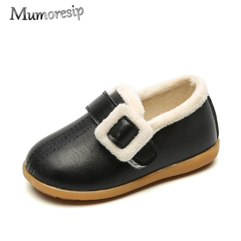 

Mumoresip Baby Toddler Girls Shoes Fashion Warm Cotton-padded Buckle Kids Shoes Children's School Flats Water-proof Cotton Shoes