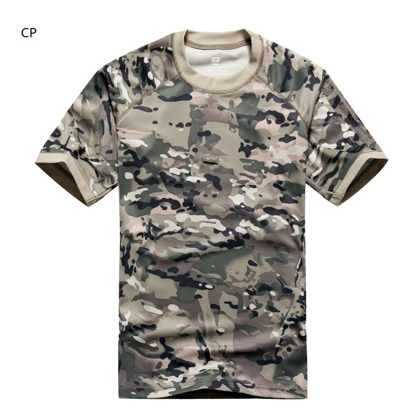 Летние Coolmax человек тактический камуфляж футболка Для мужчин дышащая быстросохнущая армии США подготовка Спорт на открытом воздухе Велоспорт Пеший Туризм Охота футболка - Цвет: 8