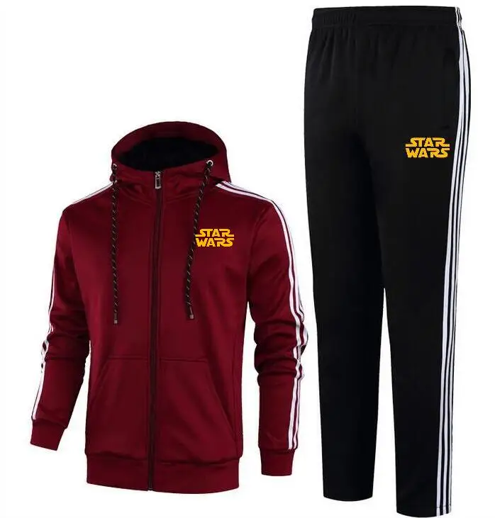 Модный костюм «Звездные войны» для бега и фитнеса, Спортивная толстовка с капюшоном, комплект из двух предметов, осенне-зимние модели