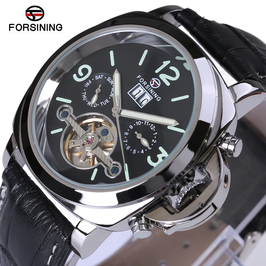 Forsining Full Calendar Tourbillon Auto Mechanical Mens Watches Top Brand Luxury Wrist Watch Men erkek kol saati Montre Homme Forsining Full Calendar Tourbillon Auto Mechanical Mens Watches Top Brand Luxury Wrist Watch Men erkek kol saati Montre Homme
