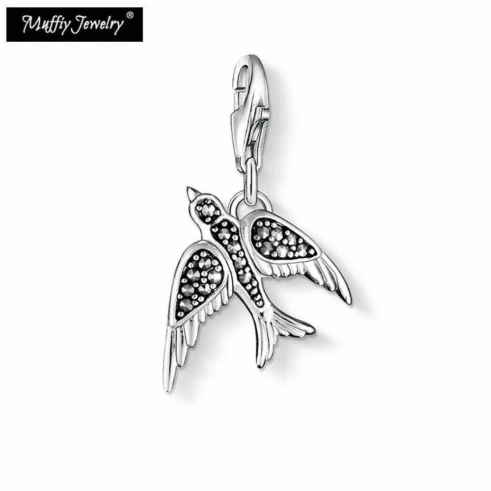 

Marcasite Swallow Charm Pendant, 2018 Club Good Jewelry For Women Girls,Trendy Gift In 925 Sterling Silver Fit Bag Bracelet --