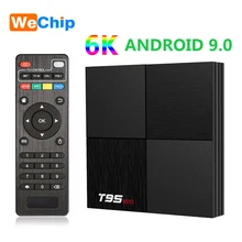 Wechip 6K T95 Мини Android 9,0 Смарт ТВ приставка Allwinner H6 Поддержка 2,4 ГГц WiFi 2 Гб 16 Гб четырехъядерный телеприставка PK TX6 медиаплеер