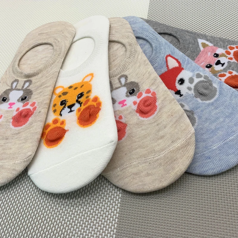 Новые хлопковые носки с милыми животными женские летние короткие кошками и