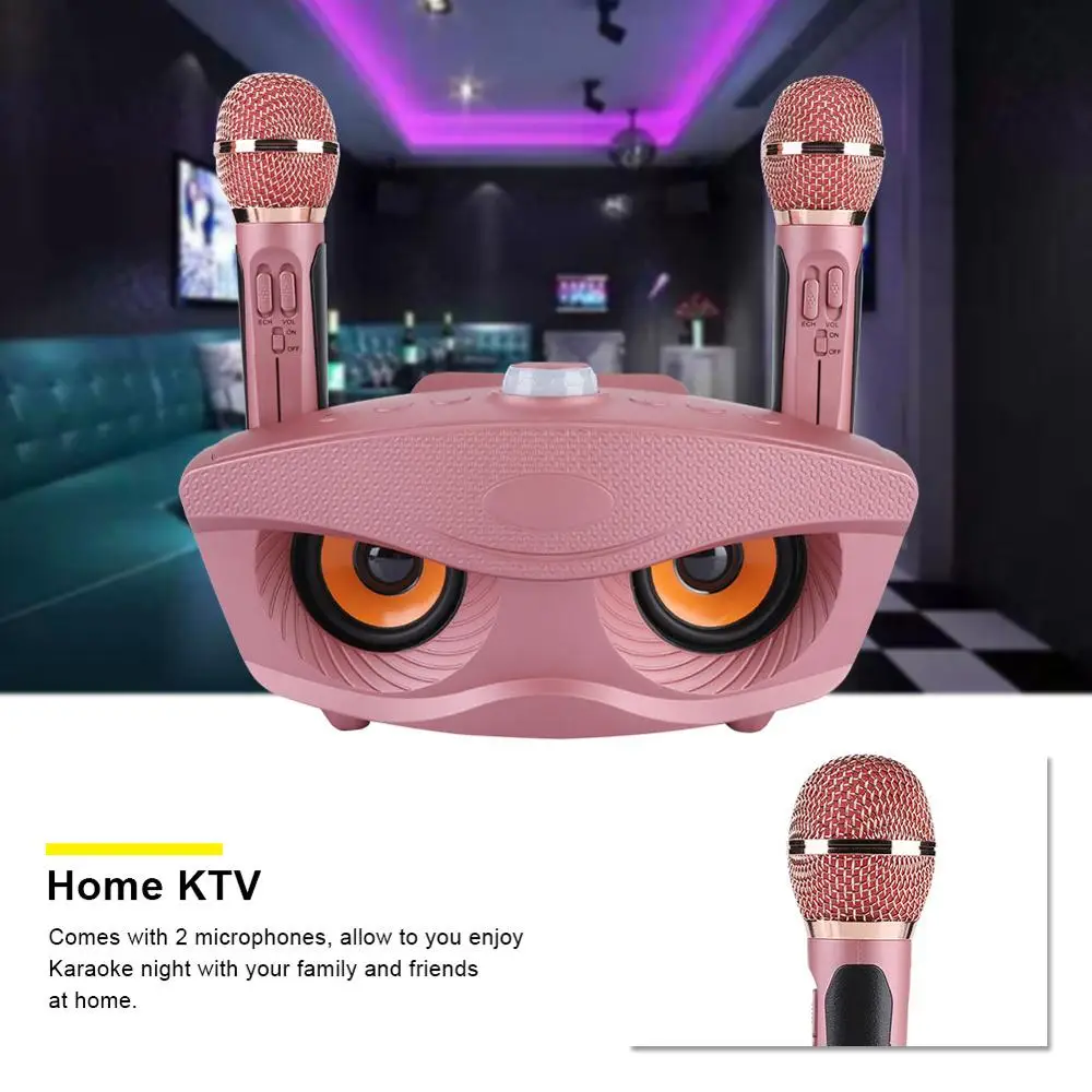 Home Bluetooth Karaoke Music Player Portable KTV Wireless Amplifier Speaker Player with Pair Microphone Support TF-Card AUX