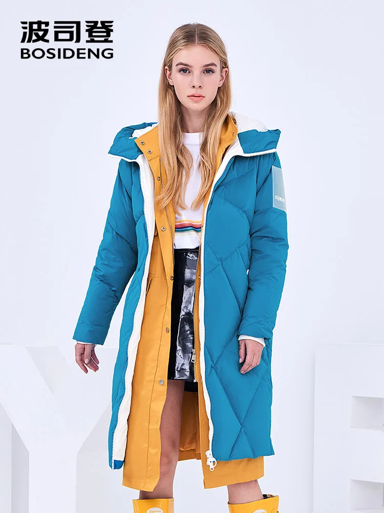 

BOSIDENG winter down jacket women down coat warm thicken outwear female clothing PVC translucent sleeve icon B80142596DS