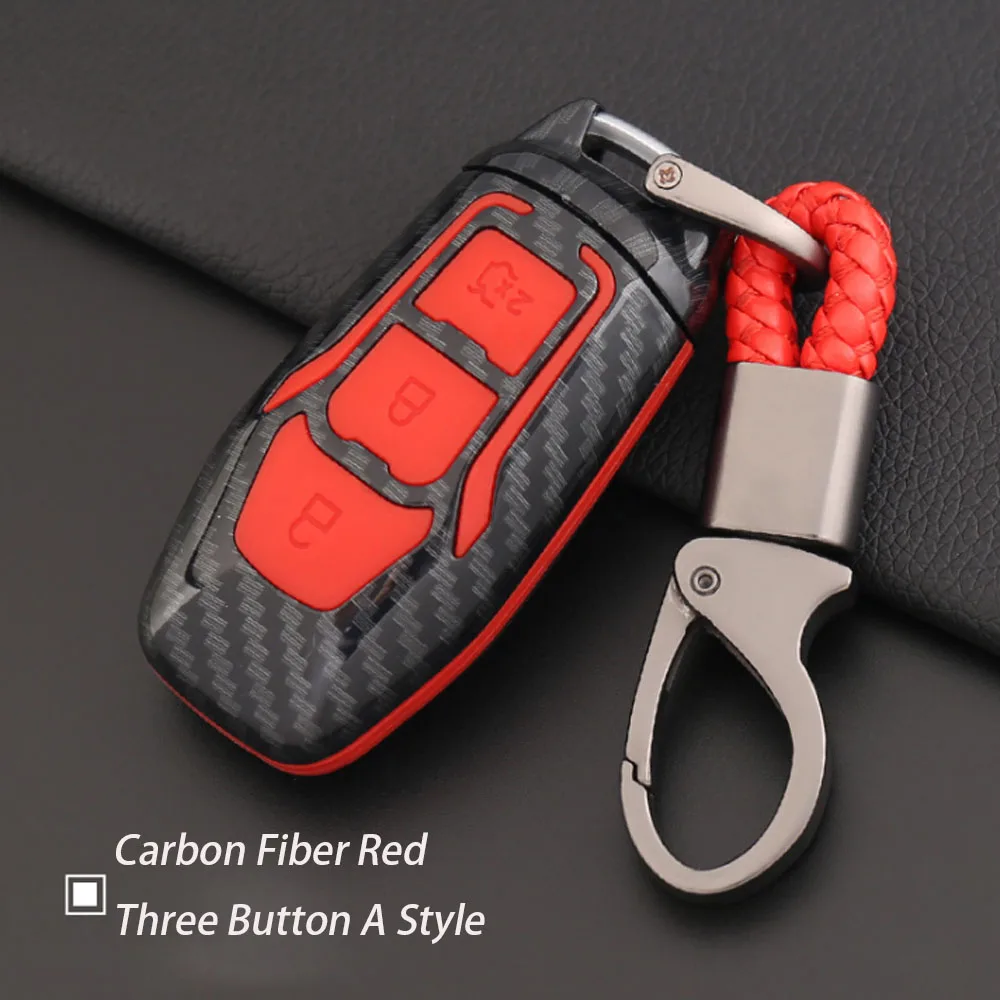 

Carbon Fiber Car Styling Key Remote Key Fob Case Cover Keychain for Ford Fiesta Focus 3 4 MK3 MK4 Mondeo Ecosport Kuga Focus ST