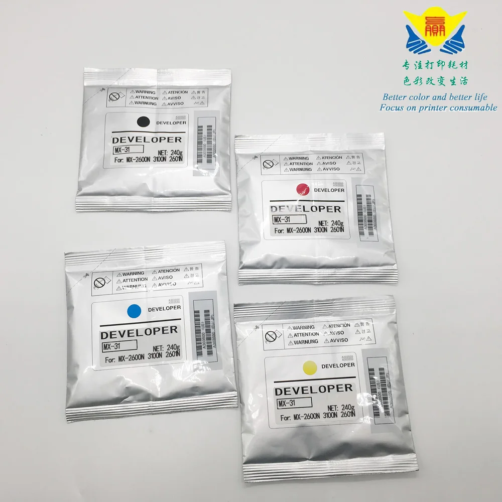 

JIANYINGCHEN Compatible color Developer powder for Sharp MX-2600N 3100N 2601N laser printer copier (4bags/lot) 240g per bag
