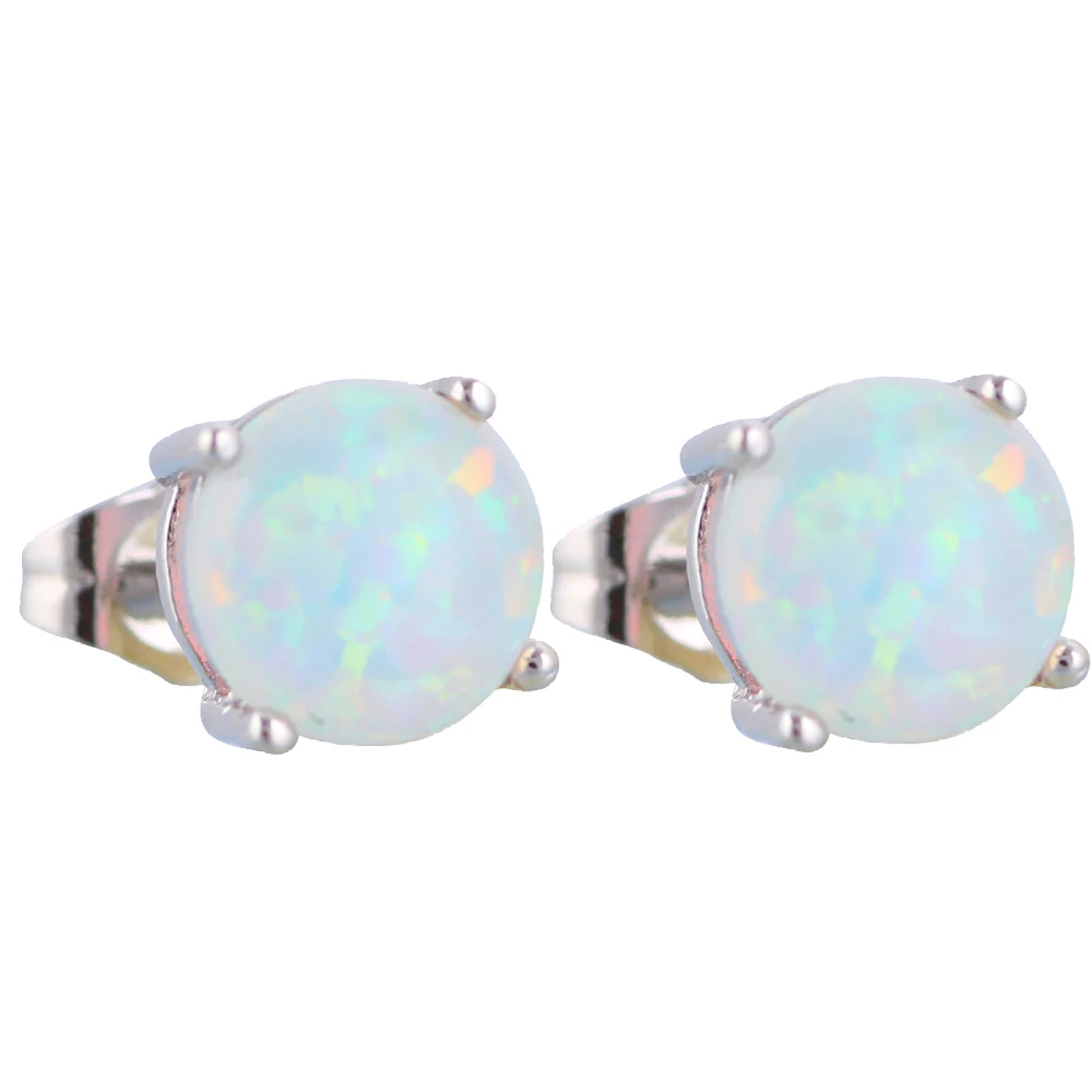 Серьги гвоздики из серебра 925 пробы с белым огненным опалом|jewelri|jewelry fittingjewelry ballet |
