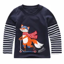Baby Boy Sweatshirt with Animal Applique 2017 Brand Children Autumn Long Sleeve Tops Boys Clothes Striped Kids T shirts for Boy
