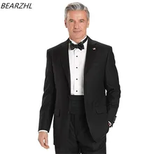 Мужской свадебный костюм смокинг черная одежда жениха выпускные английские костюмы сделано костюм черный высокое качество