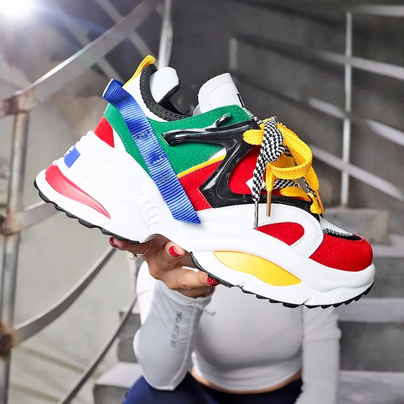 

Sooneeya Height Increasing Women Running Shoes 2019 Spring Stylish Woman Sneakers White Red Black Platform Shoes Sports Zapatos