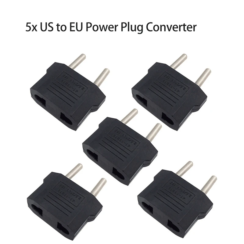 

5pcs/lot US to EU Charger Plug Conversion Plug AC Power Converter Round Pin Socket Travel Adapter Mobile Charger Plug Adapter