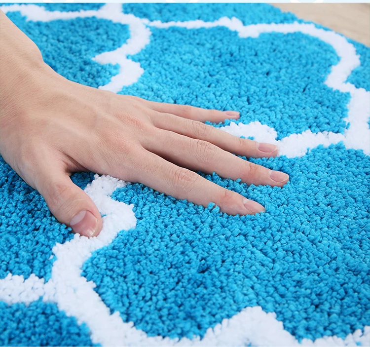 Bathroom Mat Non Slip Absorbent Doormat Living Room Grey Blue Moroccan Pattern Rectangle Microfiber Mat 40x65cm/50x80cm