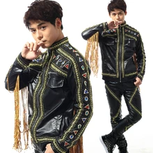 S-XXXL! Может на заказ мужской костюм дворец ночной клуб DJ-бар Мужская этап певец кожа мотоцикл костюм костюмы куртка