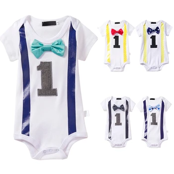 

Cute Unisex Baby Clothes Baby Boy Romper Bodysuit Gentleman 1st Birthday Cake Smash Outfit Photo Shoot Costume Baby Girl Clothes