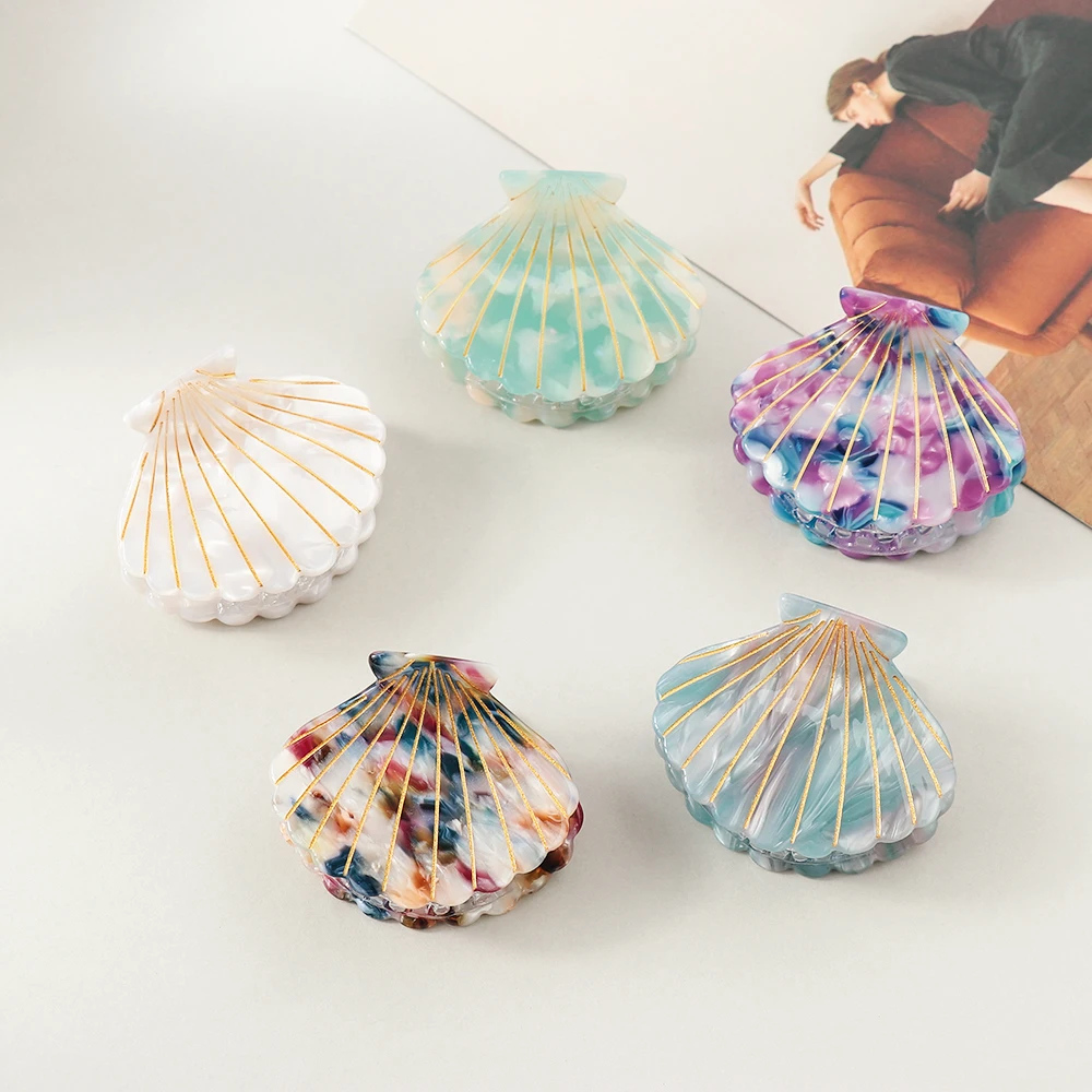 

1Pcs Women Hair Accessories Shell Shape Acrylic Hair Claws Beach Hairpins Barrette Beauty Hair Crab Hairgrips Girl Headwear