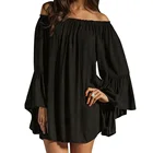 Save 3.42 on ZANZEA 2017 Women Casual Loose Summer Dress Sexy Slash Neck Off Shoulder Flare Sleeve Femininas Vestidos Plus Size Dresses S-3XL