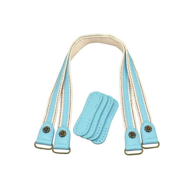 

2pcs Leather Bag Handles Leather+ Fabric Shoulder Bag Strap Handbag Belt Durable Handle for Women Handbags Accessories Blue