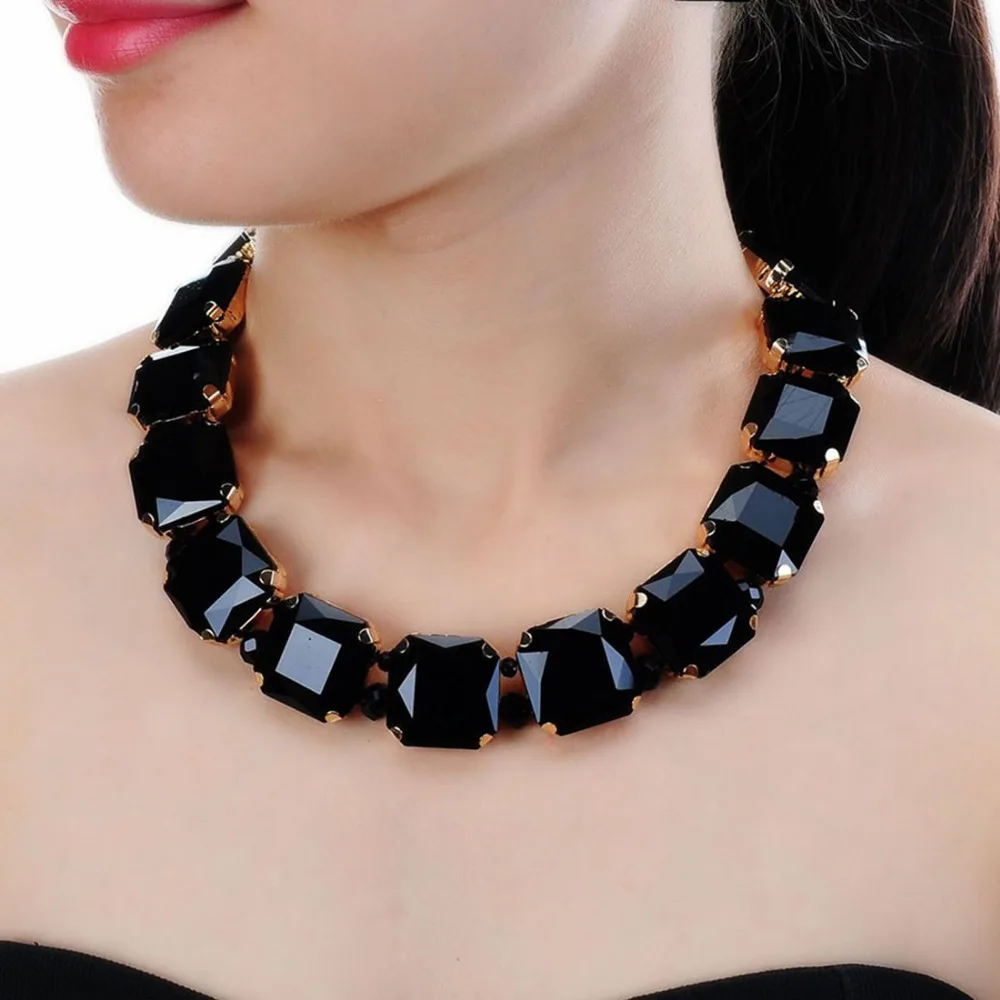 Женское Ожерелье чокер с квадратными очками 5 цветов|bib necklace|fashion necklacenecklace fashion |
