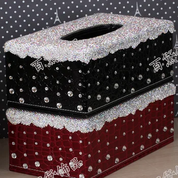 

High grade diamond rectangular paper boxes diamond diamond paste paper barrel box Home Furnishing ornaments