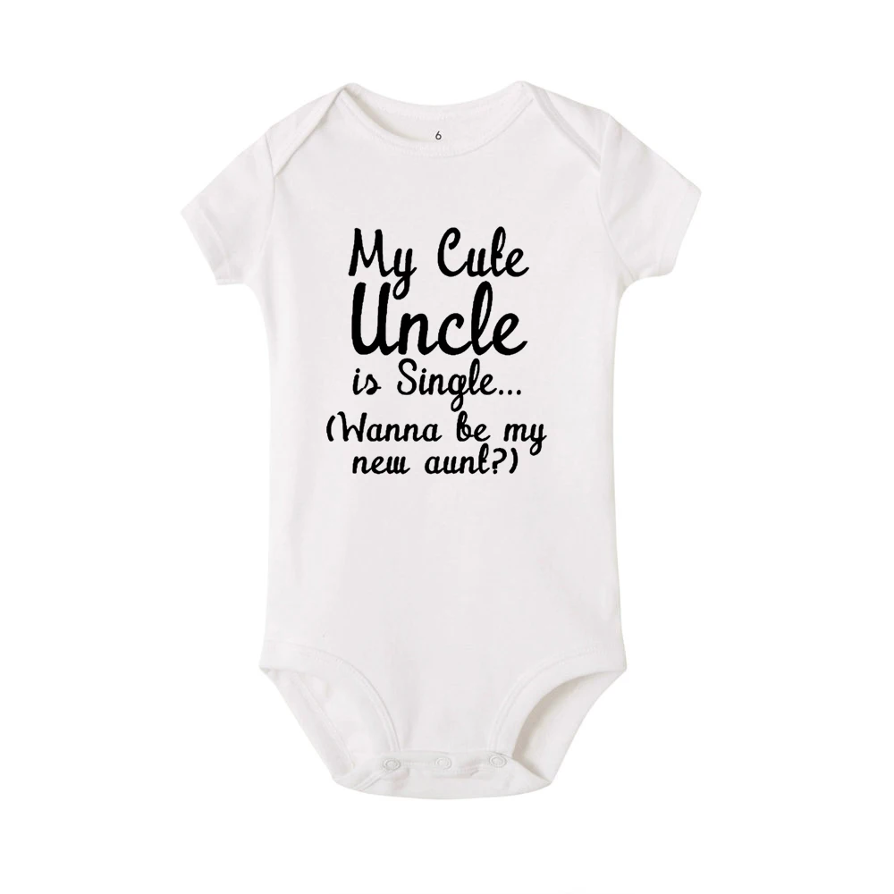 Милый хлопковый комбинезон с надписью «My Cute Uncle Is одиночка Wanna Be MY New Aunt» для новорожденных мальчиков и девочек