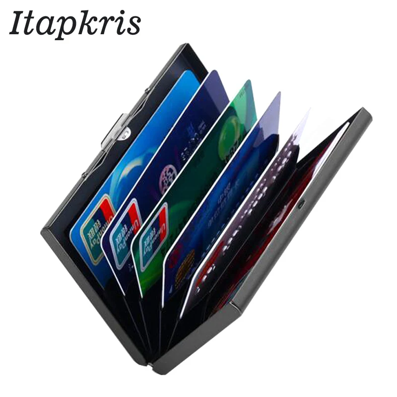 

Itapkris High Quality Men ID Card Holder Portable Aluminum Bank Credit Card rfid Wallet Travel Cardholder Porte Carte