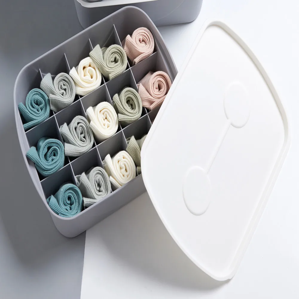 

Storage Containers Socks Storage Box Containers 15 compartments With Lids 30X22X7cm non-toxic smell-less save space Storage case