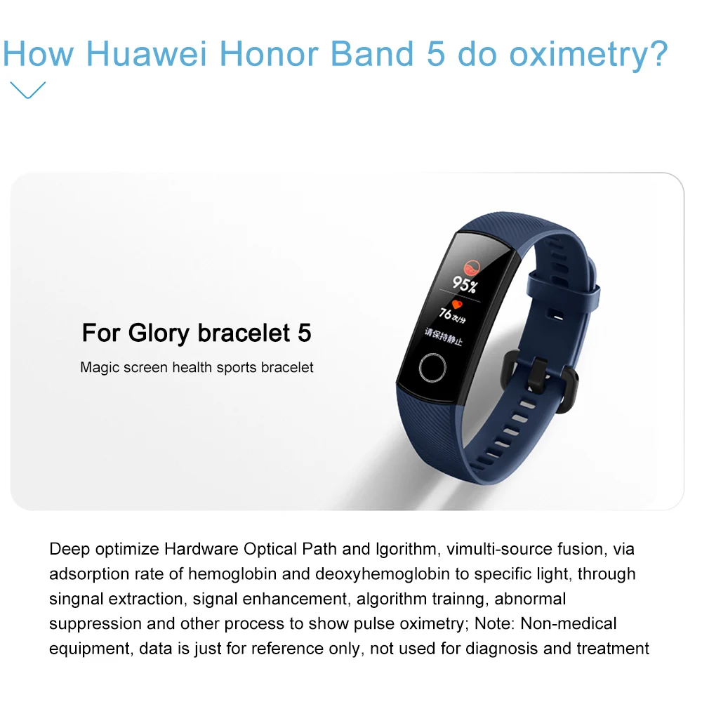 huawei Honor Band 5 NFC Пульсоксиметр крови в режиме реального времени умные браслеты цветной сенсорный экран фитнес водонепроницаемый