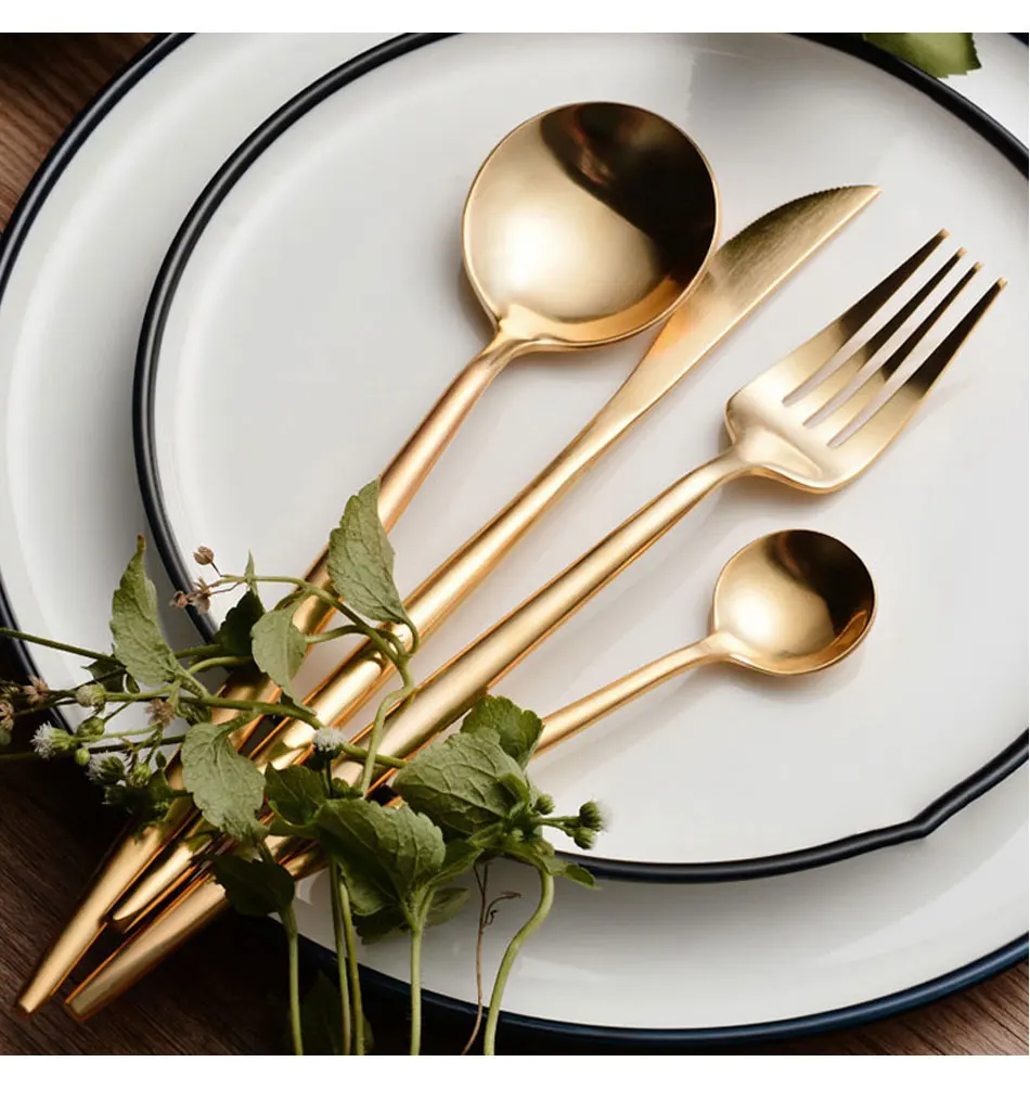 Brand Dinnerware Set Stainless Steel Cutlery Set 4 Pieces Black Knife Fork Set Tableware Gold Silver Cutleries Western Food Set (15)