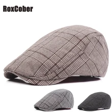 RoxCober Мужская Женская винтажная клетчатая кепка газетчика плюща Гольф Вождение солнце плоская кепка таксиста хлопок головные уборы Береты